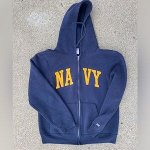 Vintage Navy Full-Zip Hoodie